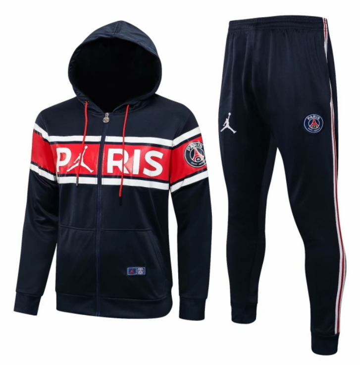 PSG X Jordan Navy Training Kits Paris Hoodie Jacket with Pants 2020/21